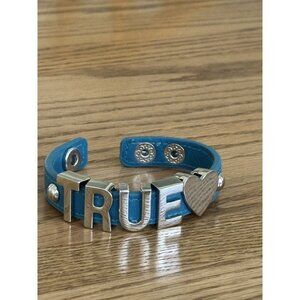 Bracelet BCBGeneration Blue leather Love Metal Letters adjustable 7.5"